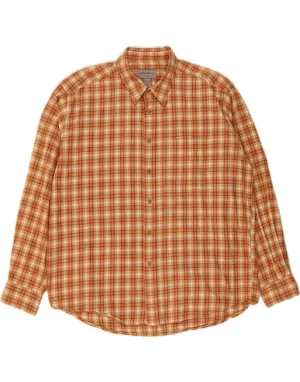EDDIE BAUER Mens Shirt XL Brown Check Cotton Fashion staples Smooth Finish
