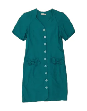 VINTAGE Womens Shirt Dress UK 12 Medium Turquoise ethical fashion Custom Fit