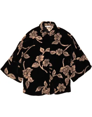 ZARA Womens Shirt Blouse UK 10 Small Black Floral Lounge Wear