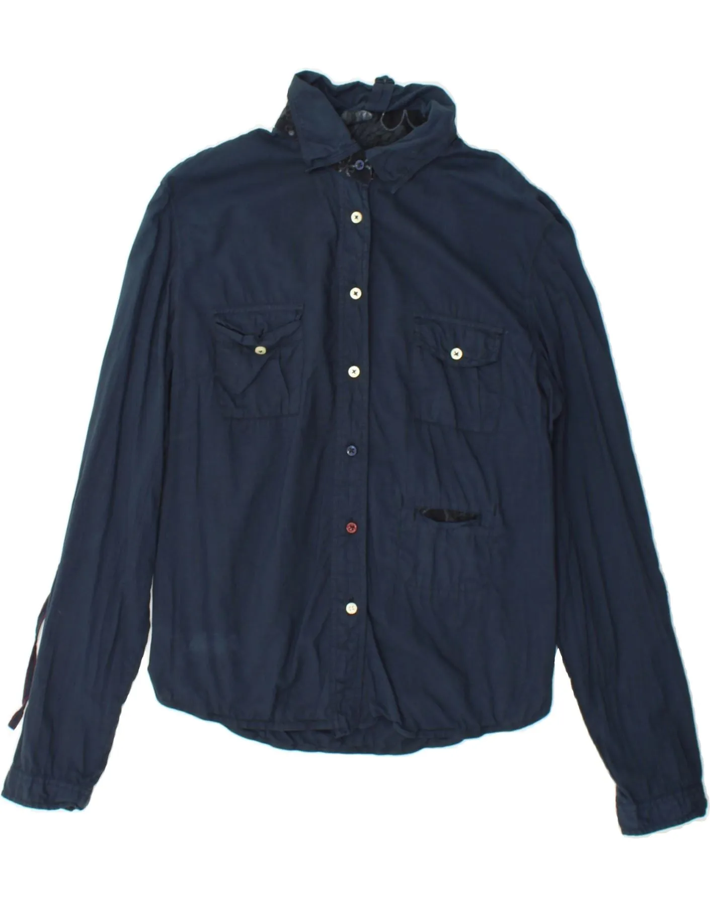 MURPHY & NYE Womens Shirt UK 10 Small Navy Blue High-Quality Material