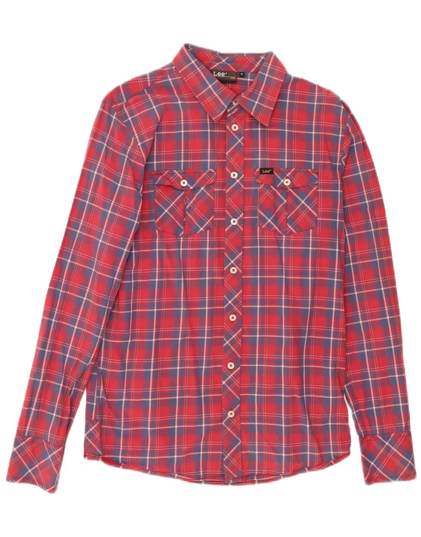 Non Chafe Seams LEE Mens Shirt Medium Pink Check Cotton