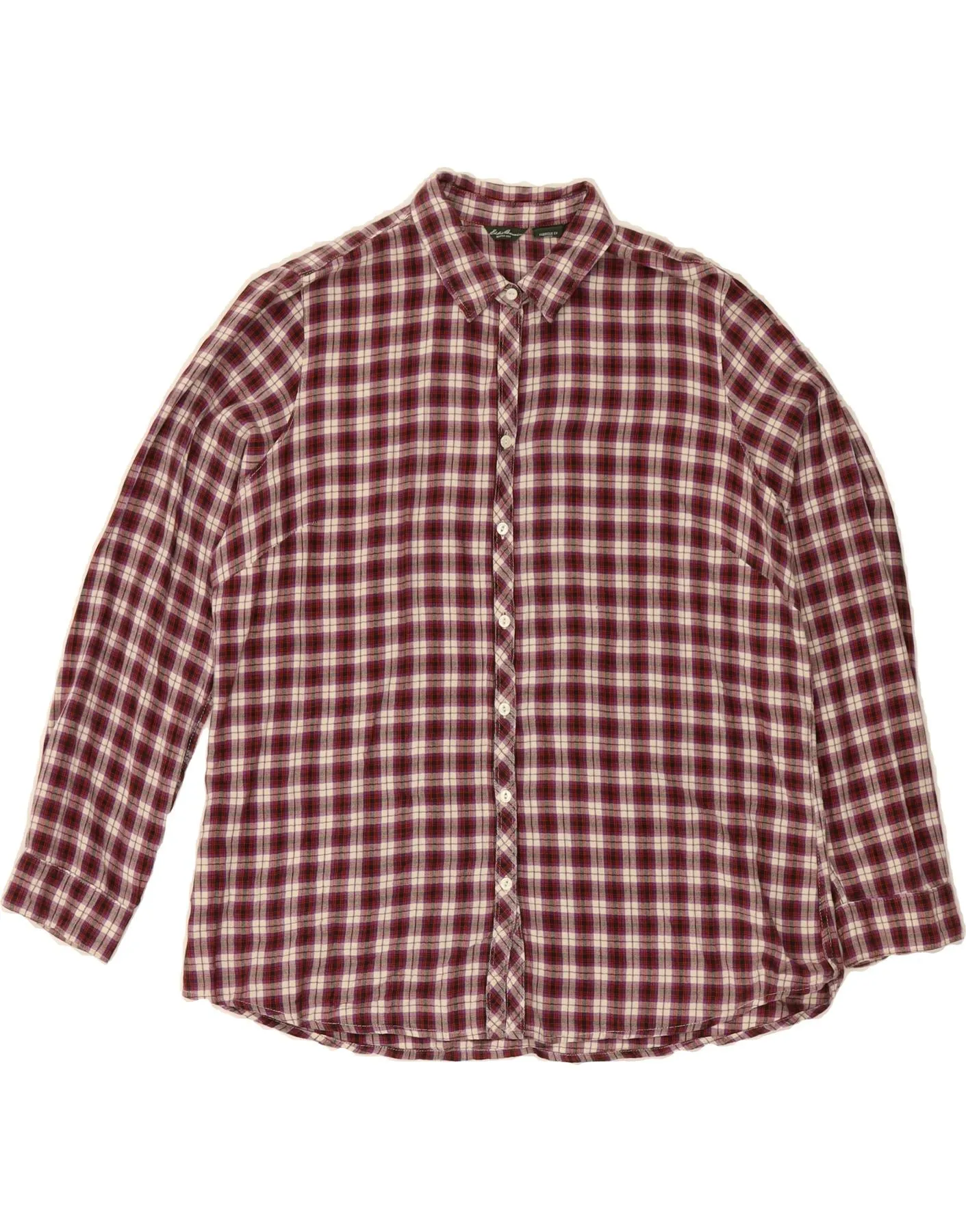 EDDIE BAUER Womens Shirt UK 16 Large Purple Check Ventilated Back