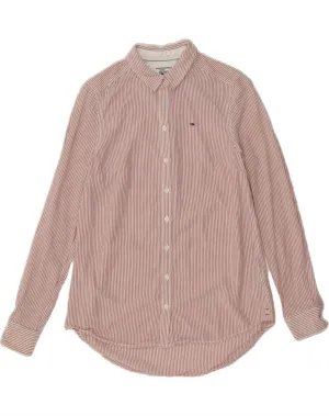 TOMMY HILFIGER Womens Shirt UK 6 XS Pink Pinstripe Lyocell Button front Fade Resistant Formula