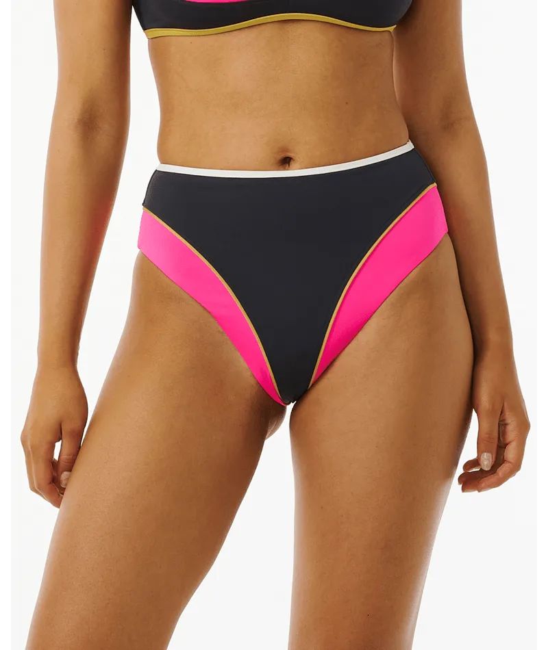 Rip Curl Hibiscus Heat Splice Full Bottom-Washed Black High Density Stitching Built In Cups