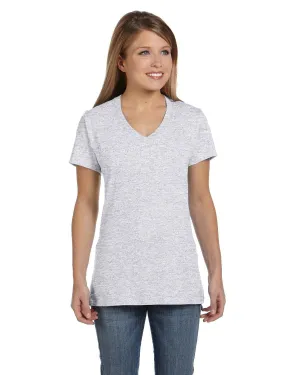 Circular Knit Construction Layered Comfort Hanes S04V Ladies' Nano-T V-Neck T-Shirt