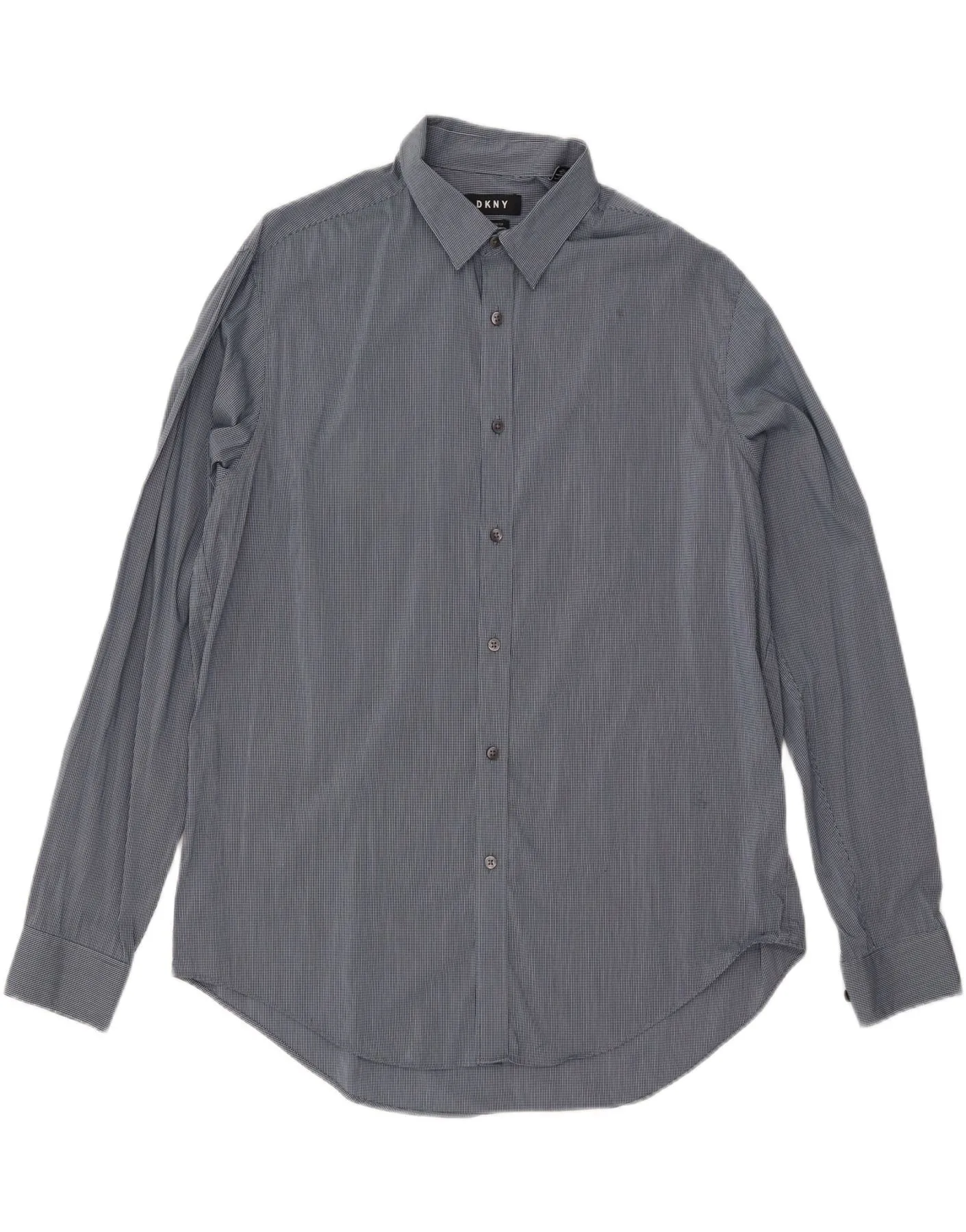 Hypoallergenic Lining Street Fashion DKNY Mens Slim Fit Shirt Size 16 16 1/2 Large Navy Blue Check
