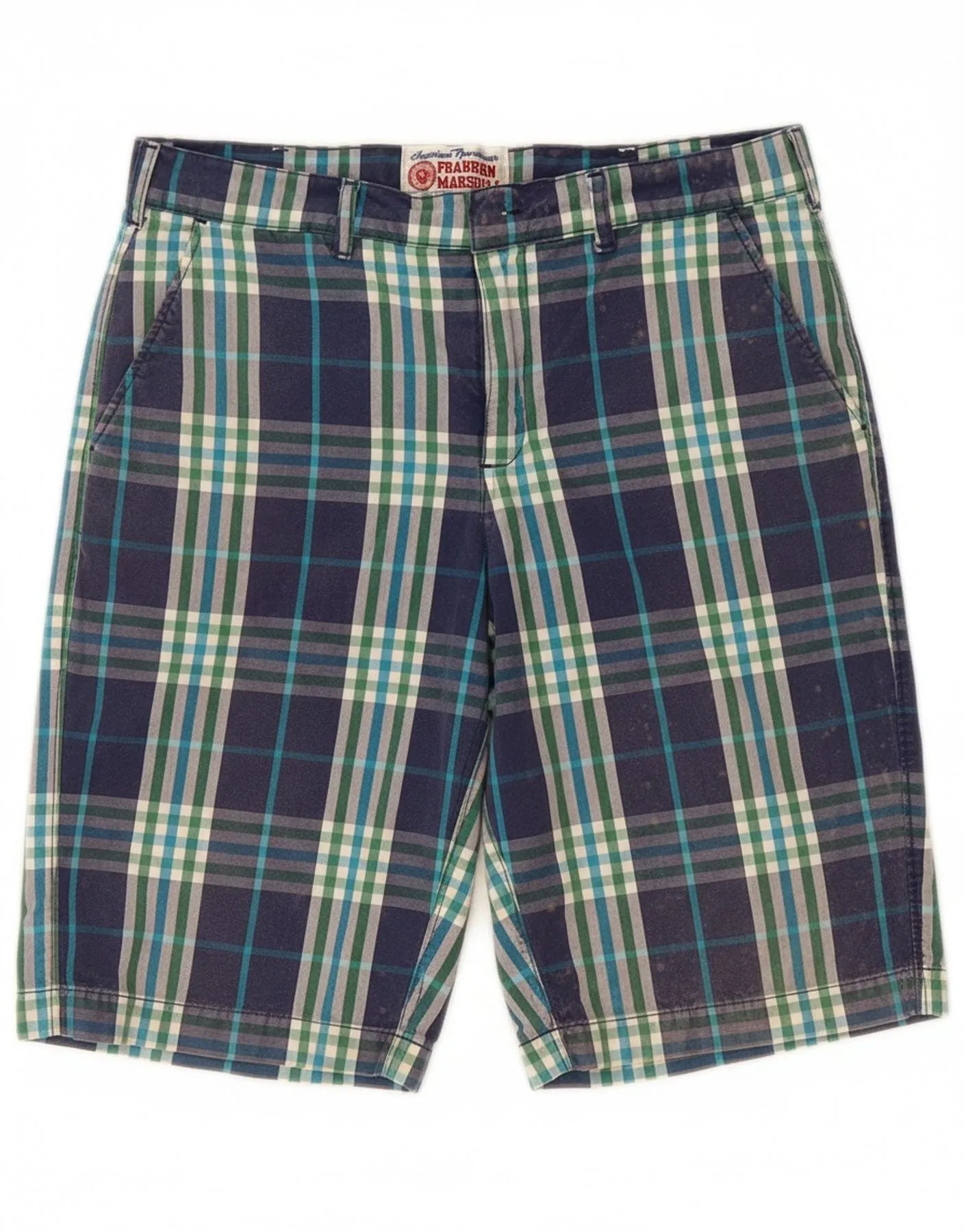 Comfort Design FRANKLIN & MARSHALL Mens Chino Shorts W29 Medium Blue Check Cotton