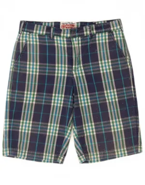 Comfort Design FRANKLIN & MARSHALL Mens Chino Shorts W29 Medium Blue Check Cotton