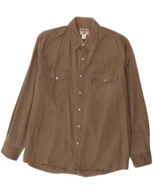 Urban Trend Sophisticated Style JOHN BANER Mens Shirt Size 15 1/2 Medium Brown Cotton
