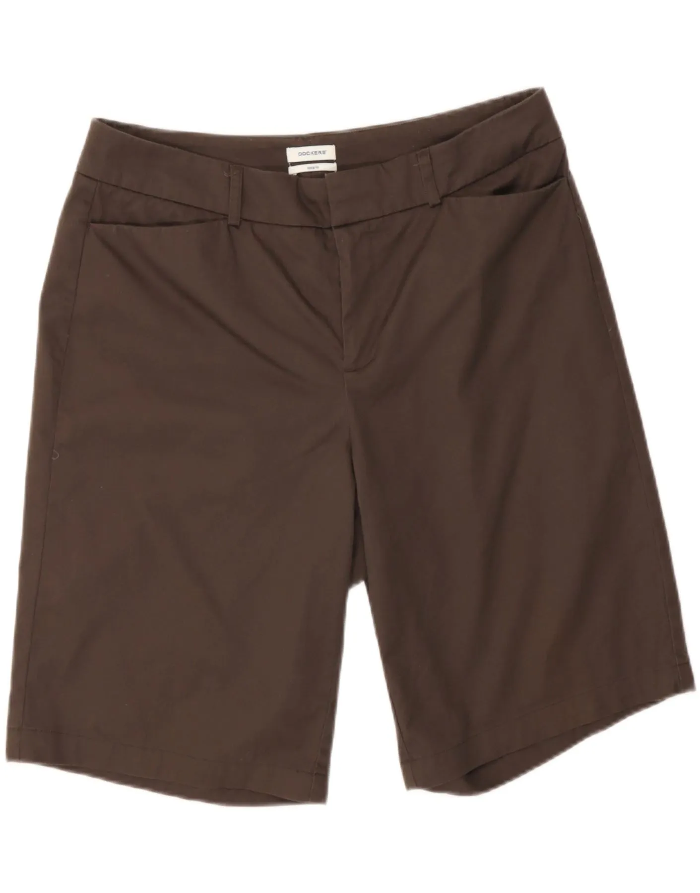 DOCKERS Womens Ideal Fit Casual Shorts US 12 Large W32 Brown Cotton Holiday Travel Flex Fit Collar