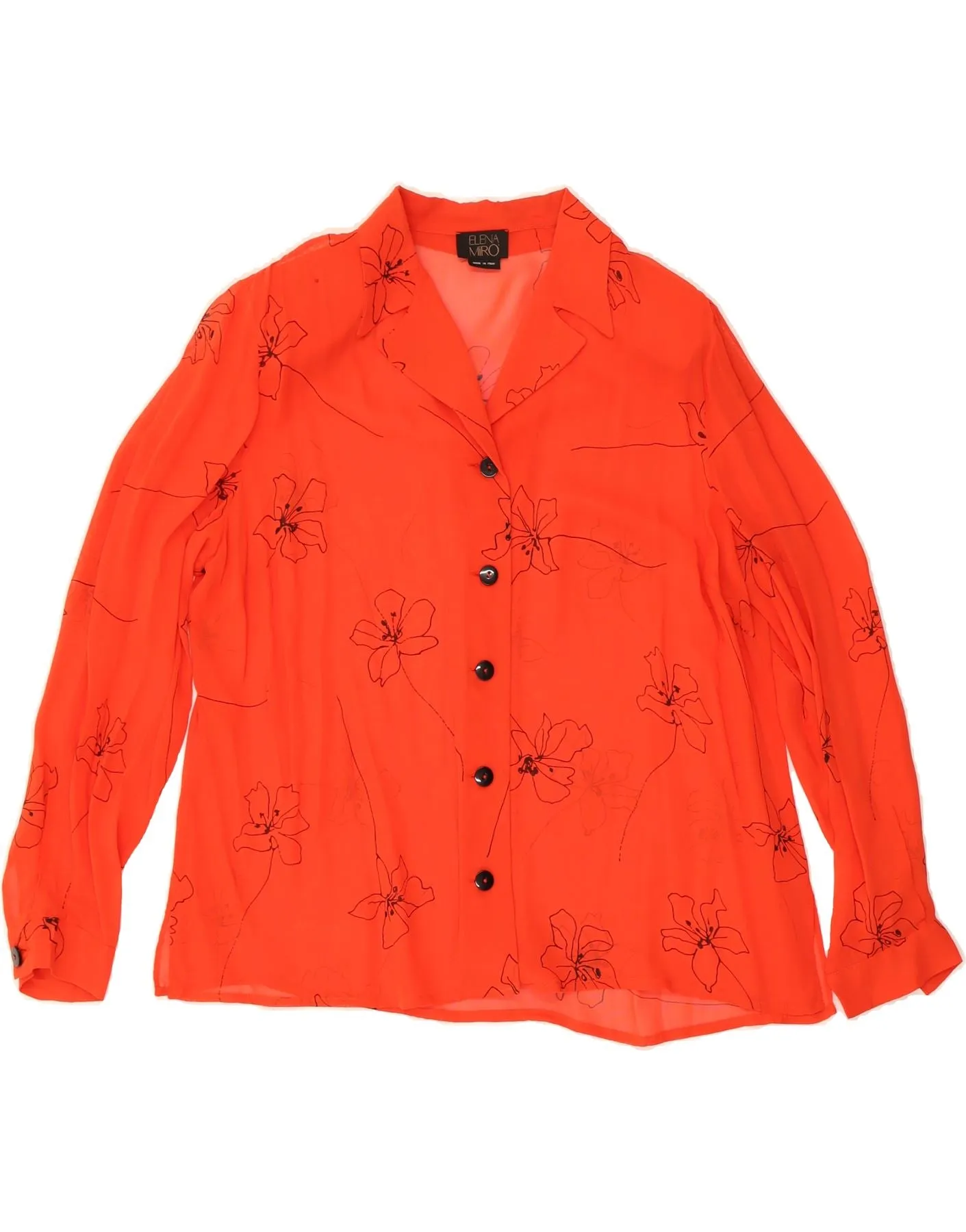 ELENA MIRO Womens Shirt Blouse UK 20 2XL Red Floral Evening Elegance Sheer Panel