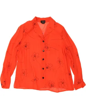 ELENA MIRO Womens Shirt Blouse UK 20 2XL Red Floral Evening Elegance Sheer Panel