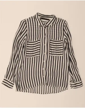 Limited Edition Spring Trend ZARA Womens Shirt Blouse UK 10 Small White Striped Viscose