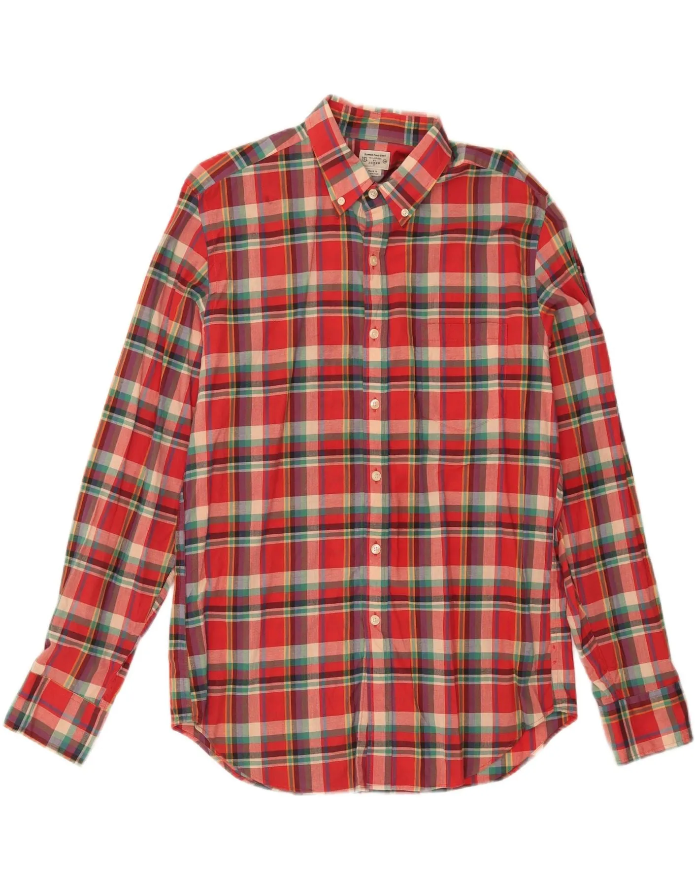 J. CREW Mens Shirt Size 43 Medium Red Check Cotton Exclusive Collection