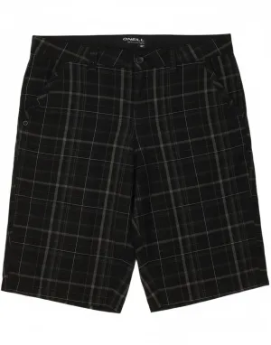 O'NEILL Mens Chino Shorts W33 Large  Black Check Polyester Fleece Lining