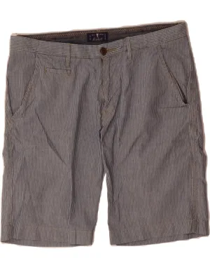 VINTAGE Mens Chino Shorts IT 52 XL W34  Blue Pinstripe Striped Design Light Stretch