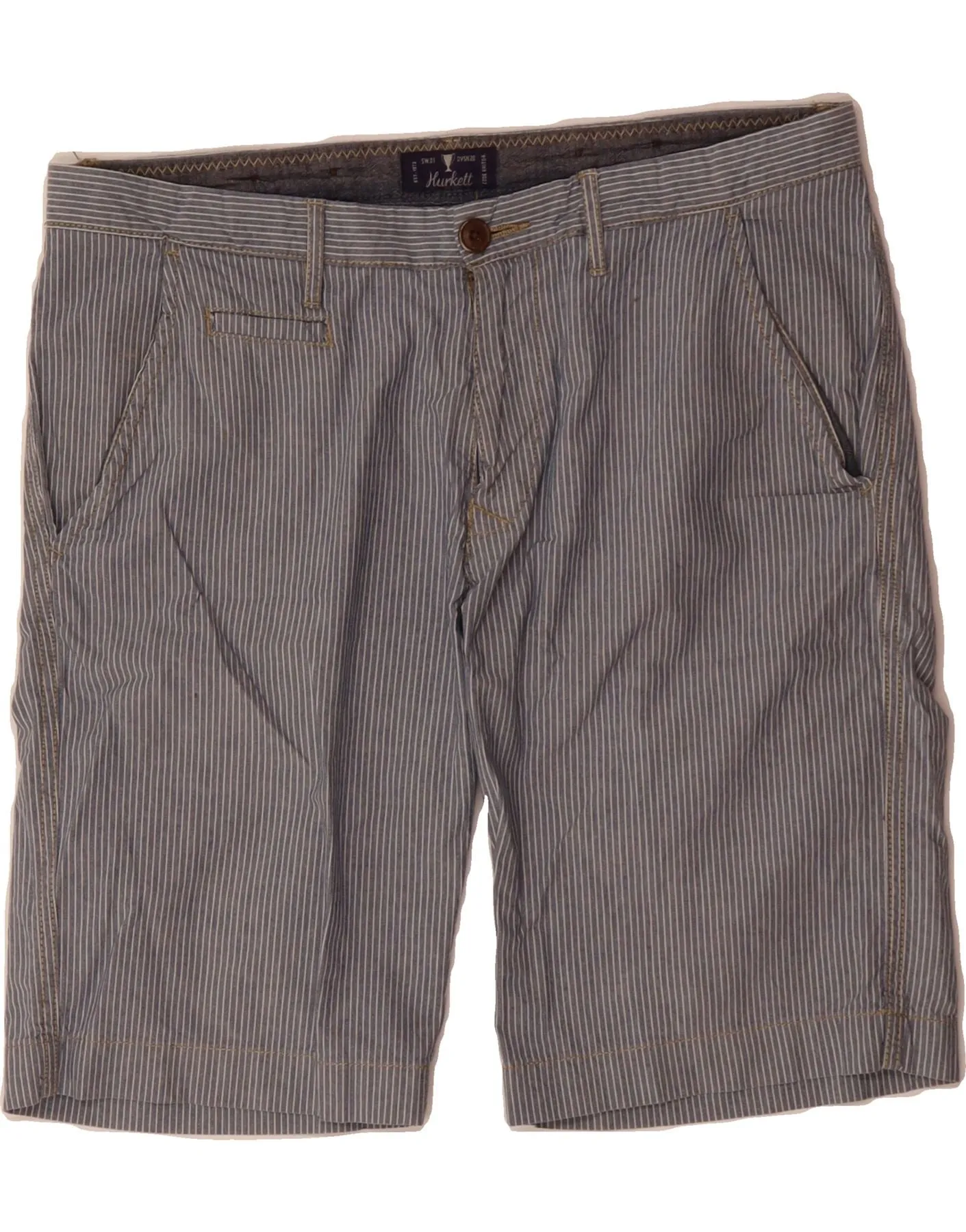 VINTAGE Mens Chino Shorts IT 52 XL W34  Blue Pinstripe Striped Design Light Stretch