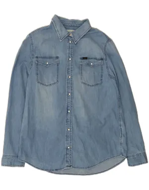 All Day Comfort Tech Comfort First Fit LEE Womens Denim Shirt Large Blue Cotton