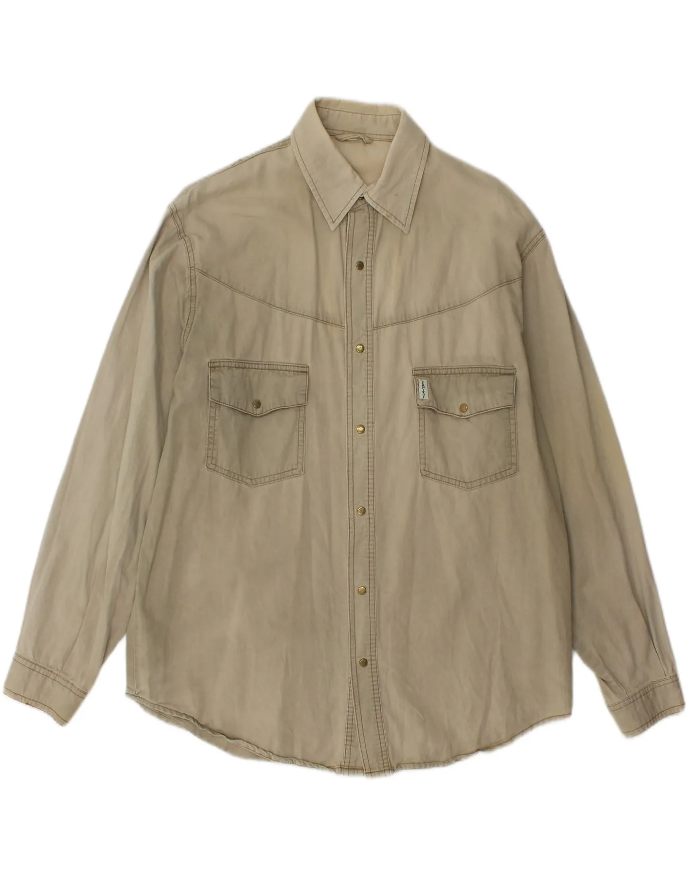 Compact Fold Design Mountain Retreat VINTAGE Mens Shirt Large Khaki Cotton
