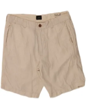 J. CREW Mens Chino Shorts  W32 Medium Off White Pinstripe Linen Adaptive Temperature Control Travel Clothing