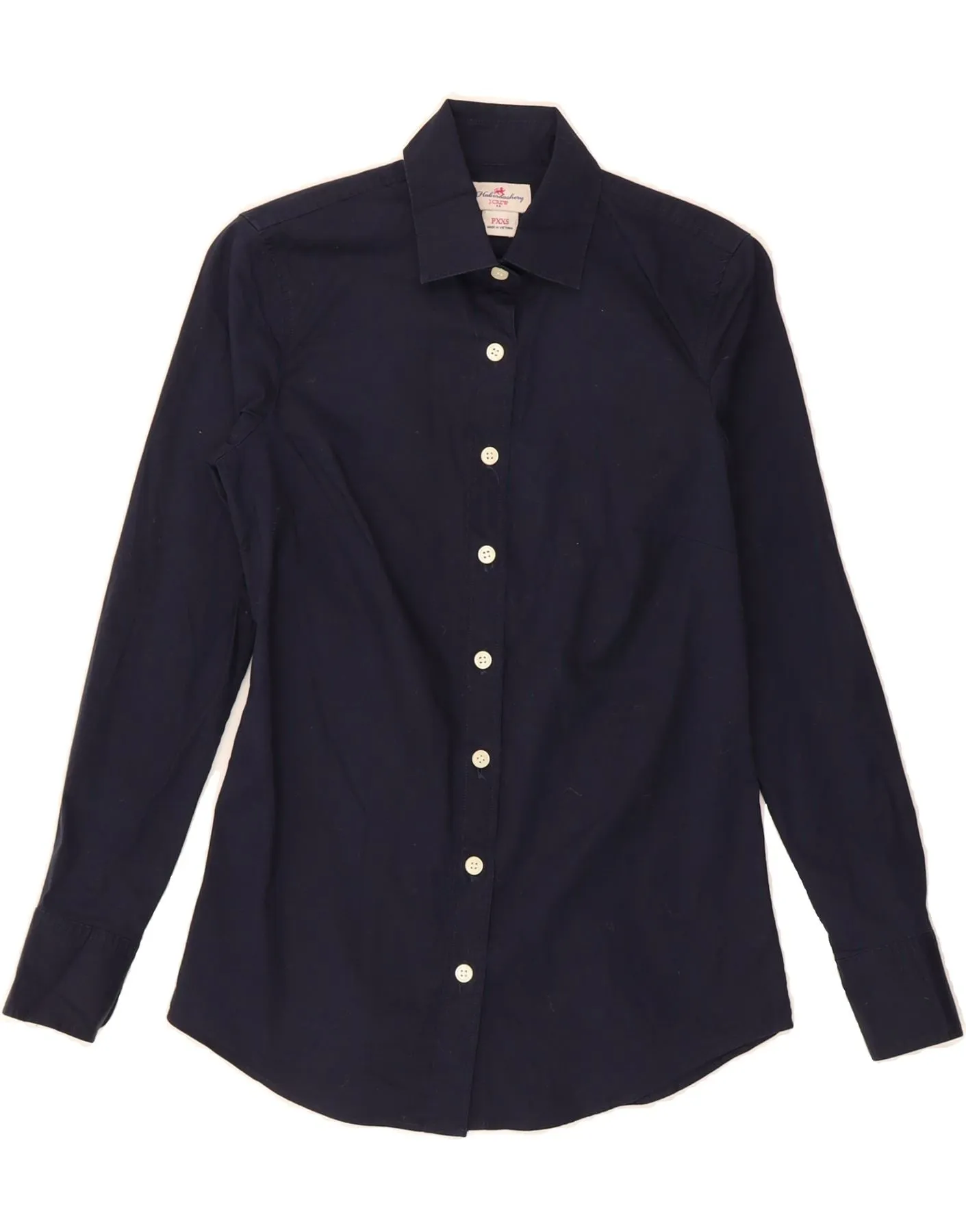 J. CREW Womens Shirt UK 2 2XS Navy Blue Cotton No Slip Shoulder Grip Anti Cling Fabric
