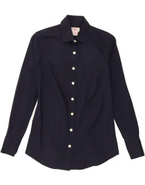 J. CREW Womens Shirt UK 2 2XS Navy Blue Cotton No Slip Shoulder Grip Anti Cling Fabric
