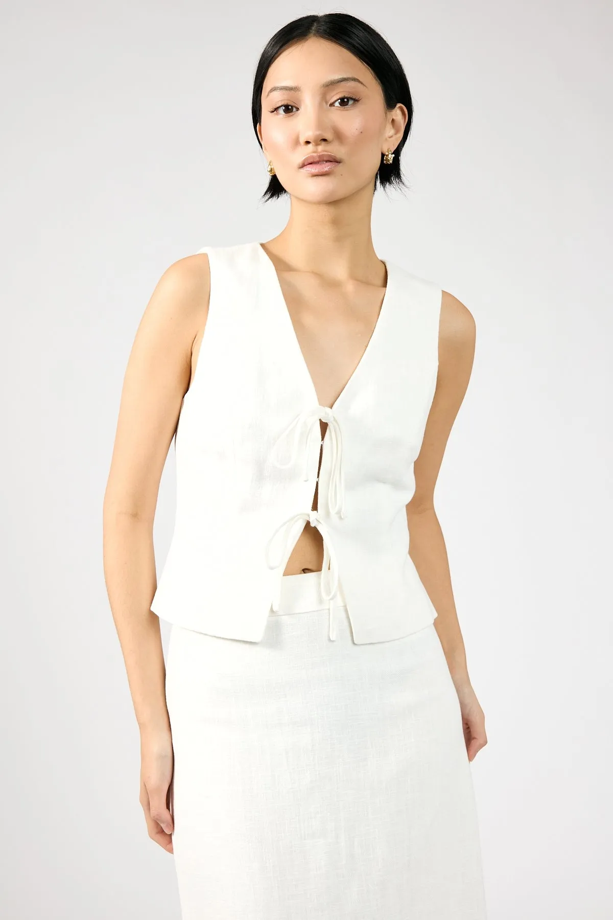 iron free phase Perfect Stranger Menorca Tie Up Vest Top White