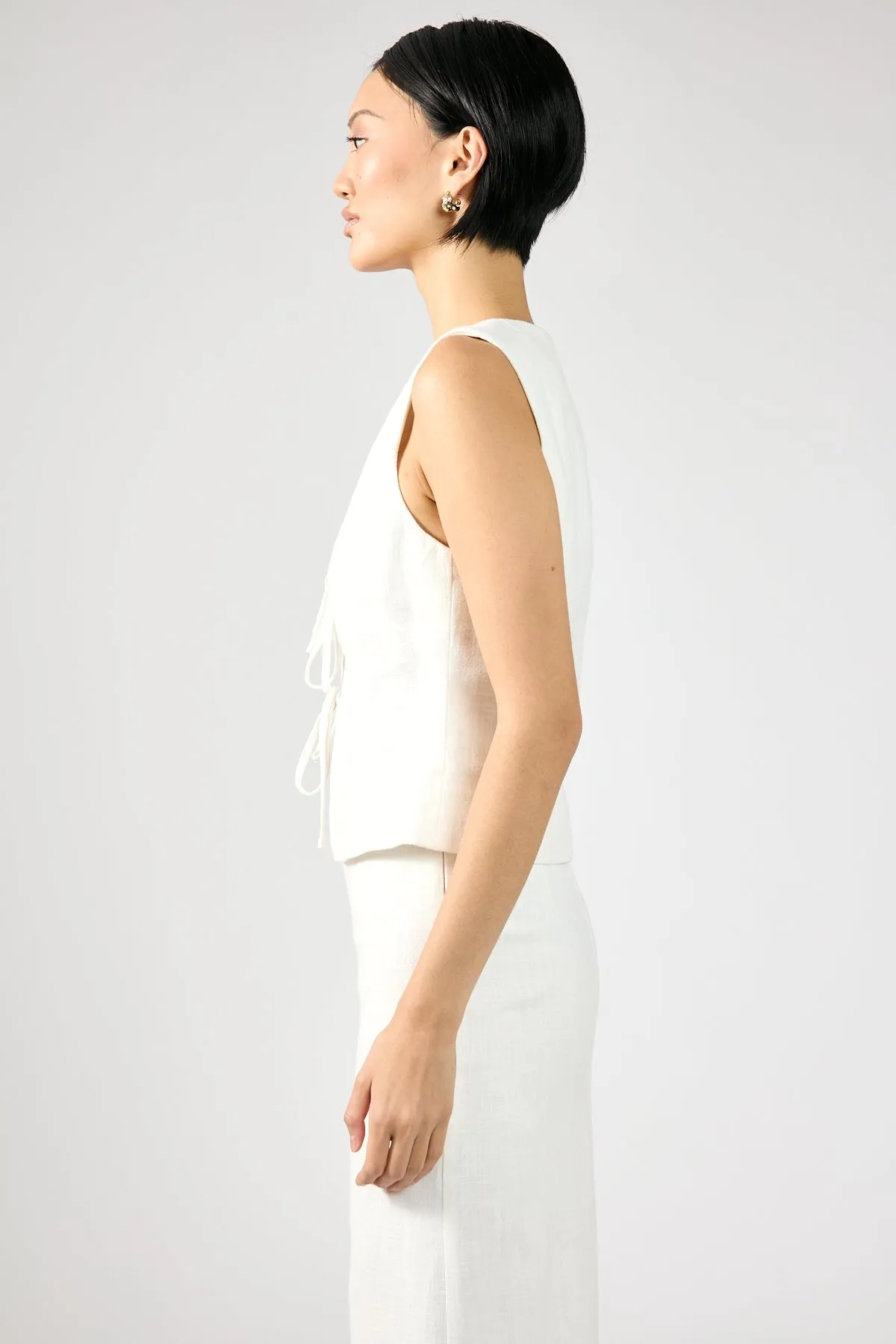 Perfect Stranger Menorca Tie Up Vest Top White Light Color