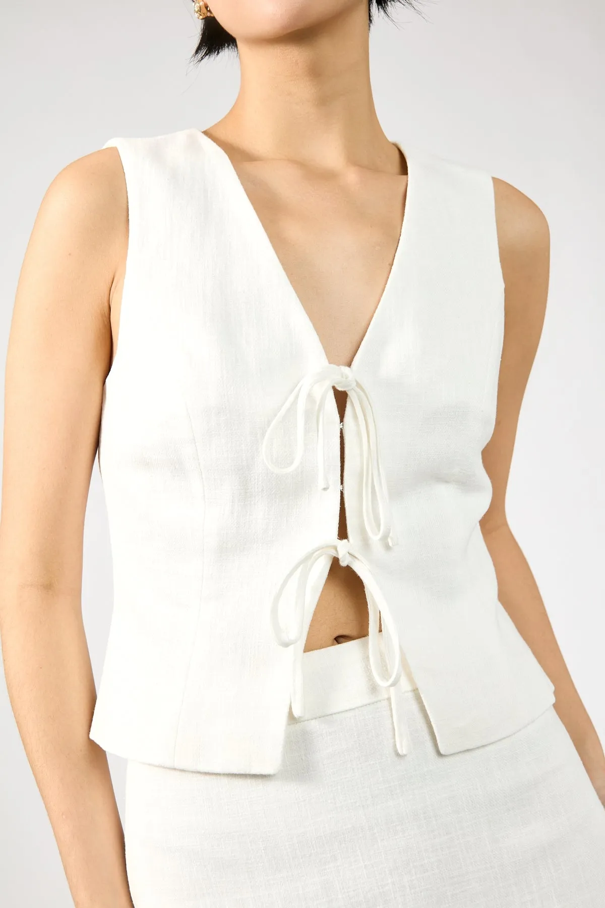 counsel Perfect Stranger Menorca Tie Up Vest Top White
