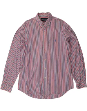 RALPH LAUREN Mens Custom Fit Shirt Size 17 XL Pink Striped Cotton Anti Pilling Treatment