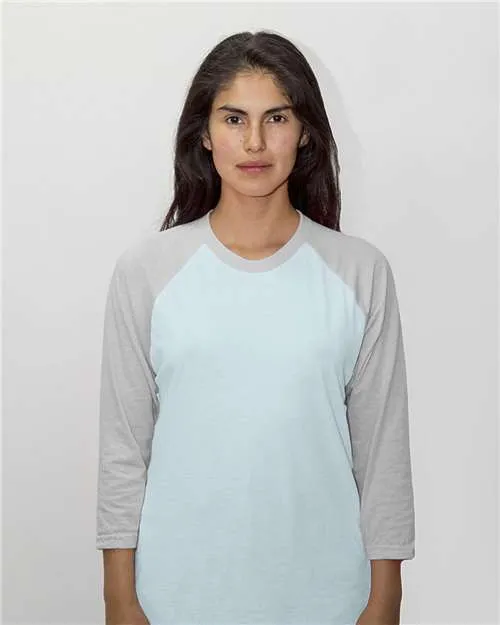 Everyday Look Los Angeles Apparel FF53 USA-Made Three Quarter Sleeve Raglan Baseball T-Shirt