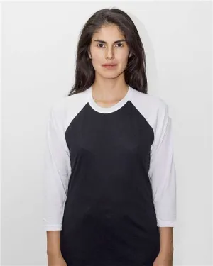 Easy Wear Look Los Angeles Apparel FF53 USA-Made Three Quarter Sleeve Raglan Baseball T-Shirt