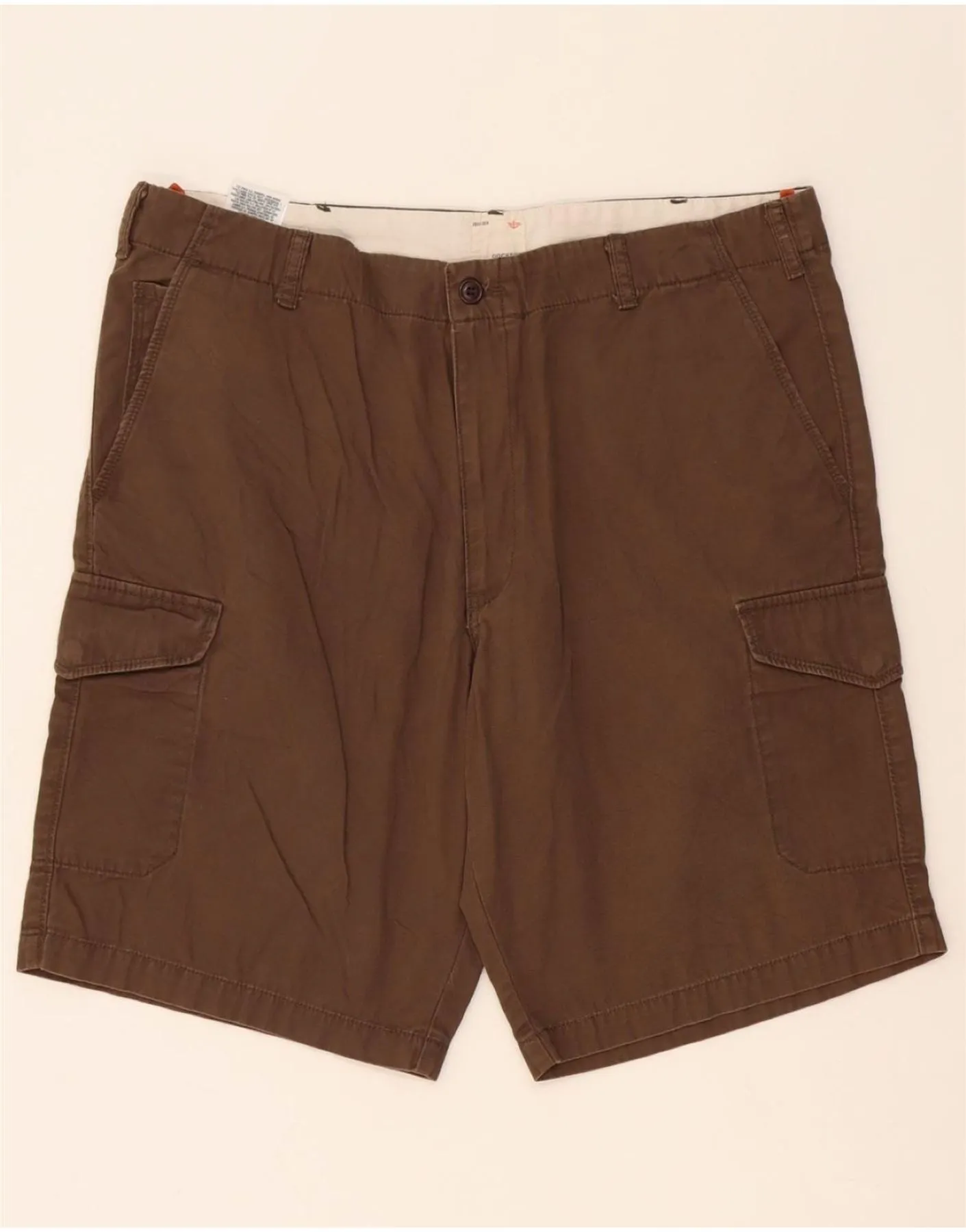 DOCKERS Mens Cargo Shorts W38 XL Brown Cotton Trendy Look Plus Size