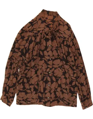 Edgy Fashion VINTAGE Womens Shirt Blouse UK 14 Large Brown Floral