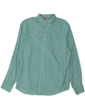 DOCKERS Mens Shirt Large Green Striped Cotton Creative Professional