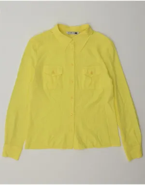 EasyCare Fabric Embellished Neckline NEW PENNY Womens Shirt Blouse IT 46 Large Yellow
