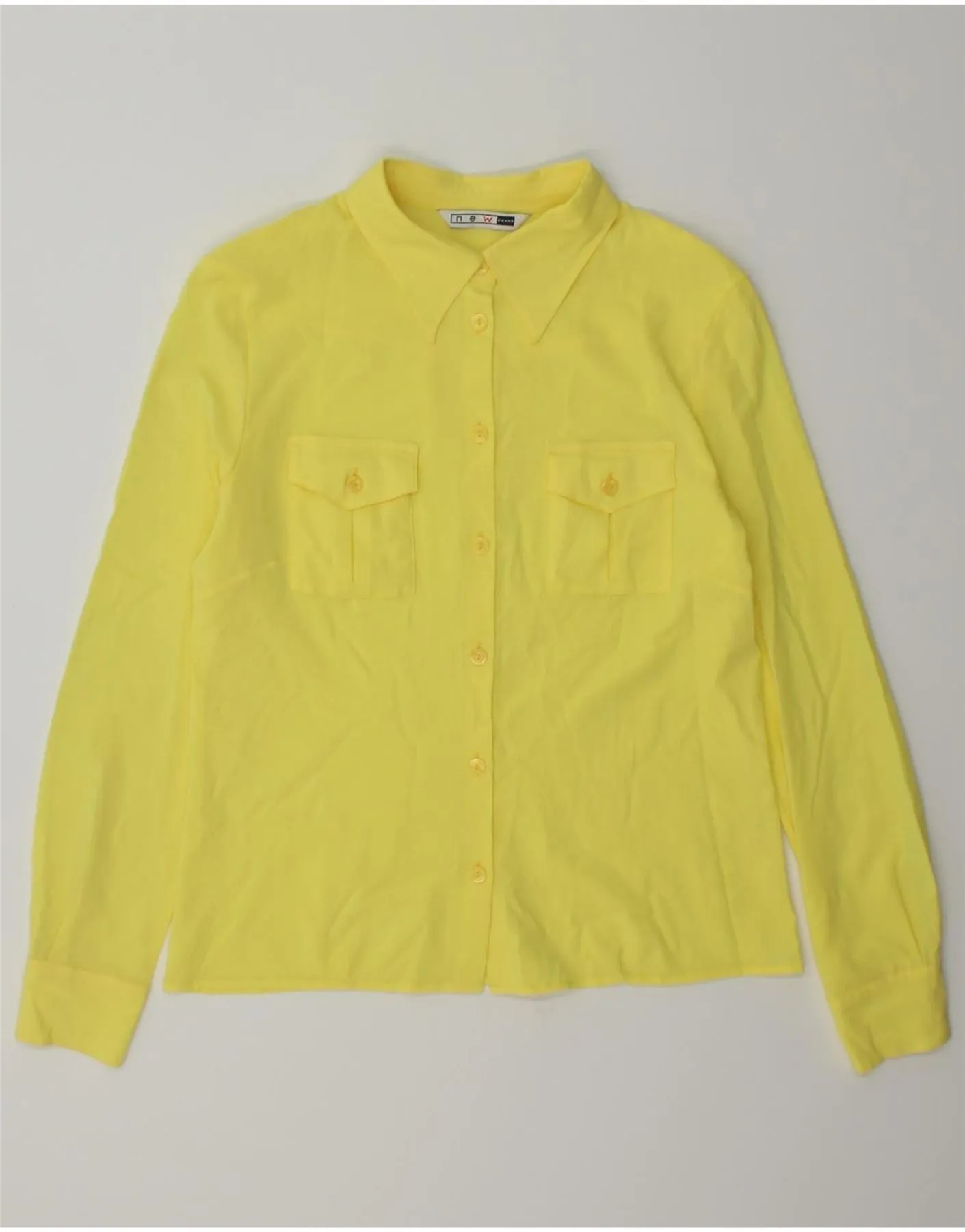 EasyCare Fabric Embellished Neckline NEW PENNY Womens Shirt Blouse IT 46 Large Yellow