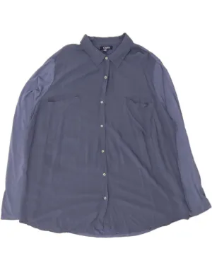 CHAPS Womens Shirt Blouse UK 22 3XL Blue Colourblock Viscose Cuffed hem shopping spree