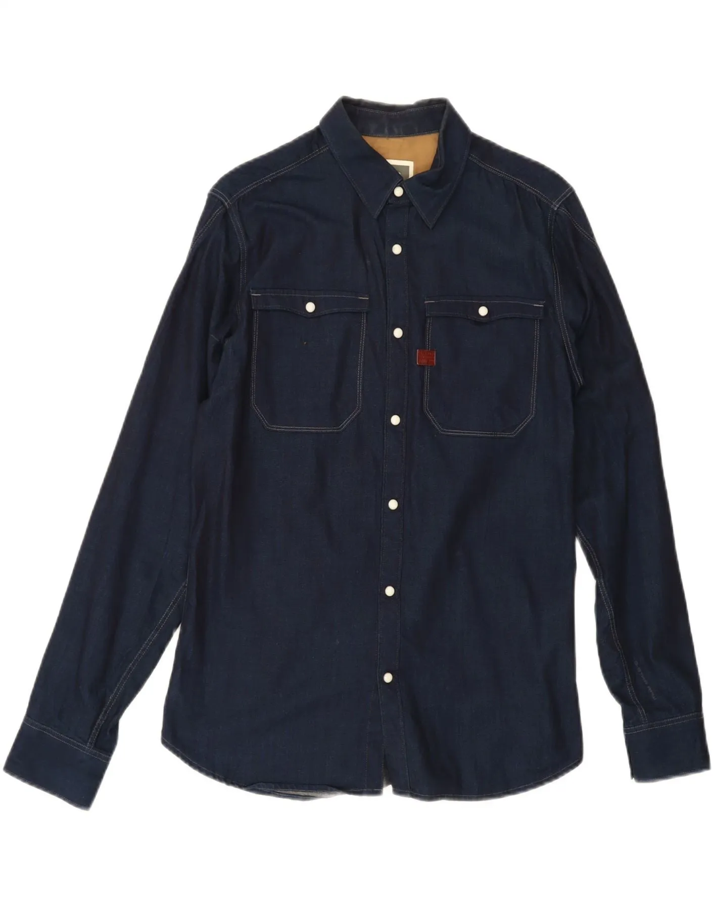 Camouflage Style G-STAR Mens Denim Shirt Medium Navy Blue Cotton