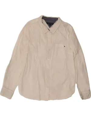 TOMMY HILFIGER Womens Shirt UK 16 Large White Cotton Breathable fabric Neutral Tone