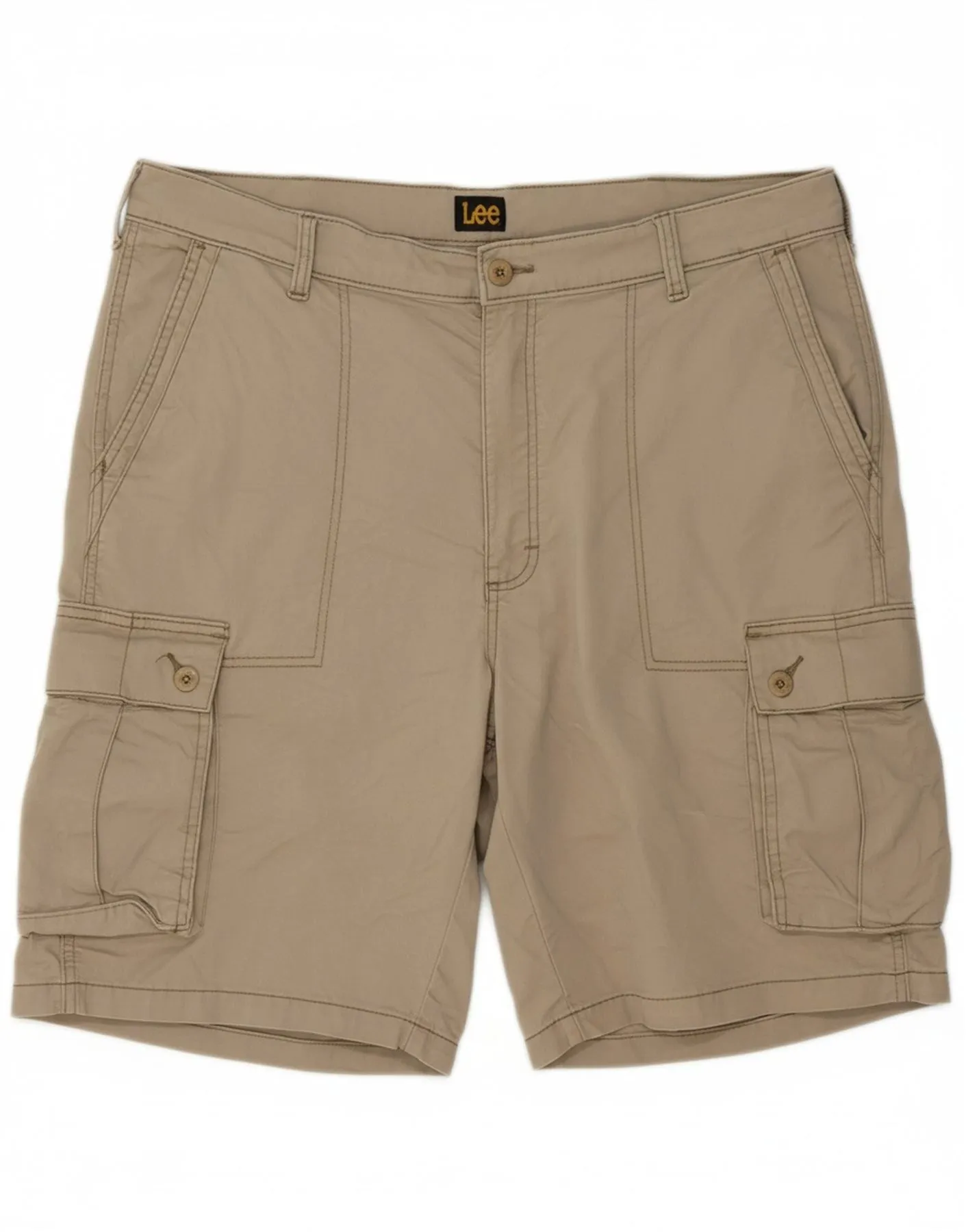 LEE Mens Cargo Shorts W40 XL  Beige Cotton All Weather Fit Extended Inseam Options