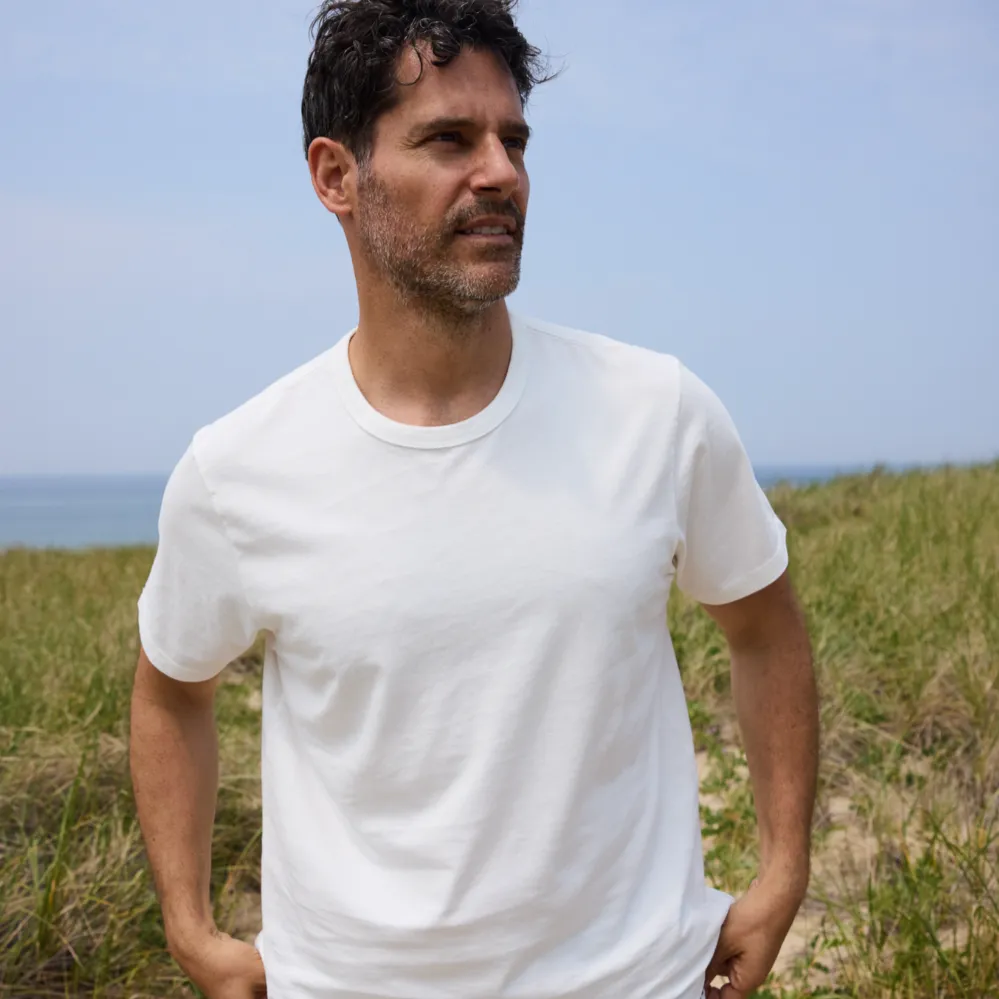 Short Sleeve Slub T-shirt, White Garment Dyed Finish Breathable mesh