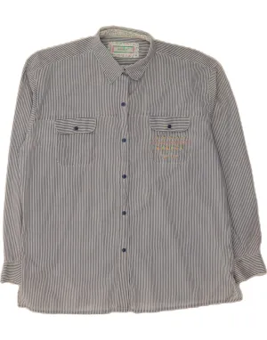 Premium Quality Sleepwear VINTAGE Womens Shirt UK 16 Large Blue Striped Cotton
