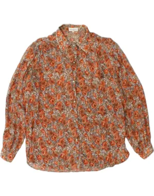 Versatile Outfit Double Stitched Seams VINTAGE Womens Shirt Blouse IT 46 Large Beige Floral Acetate
