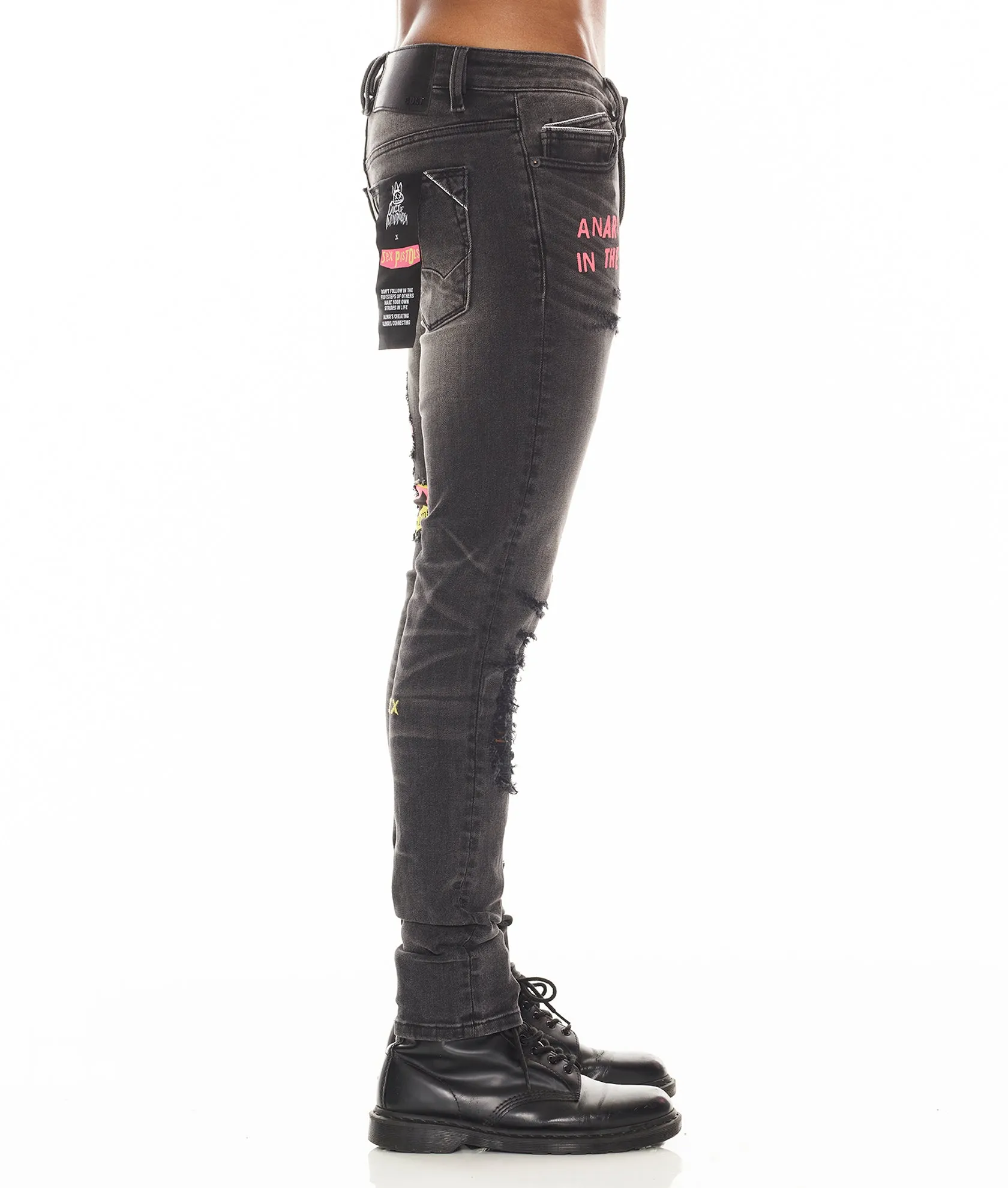 PUNK SUPER SKINNY "SEX PISTOLS" IN BOLLOCKS Loose Textured Travel Outfit