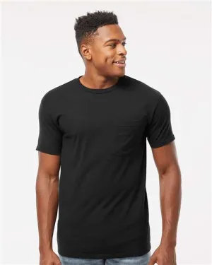 Tultex 293 Heavyweight Jersey Pocket T-Shirt Moisture Wicking Technology Distressed Hem Finish