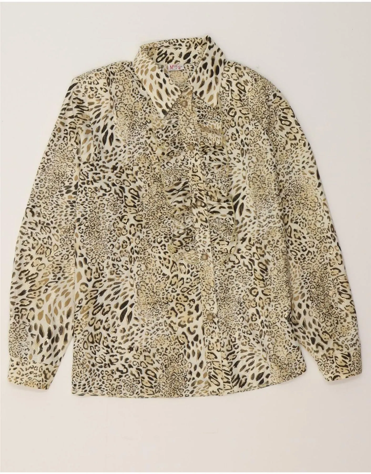 VINTAGE Womens Shirt UK 16 Large Beige Animal Print Layering Essential