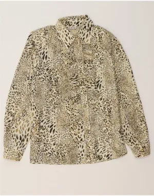 VINTAGE Womens Shirt UK 16 Large Beige Animal Print Layering Essential