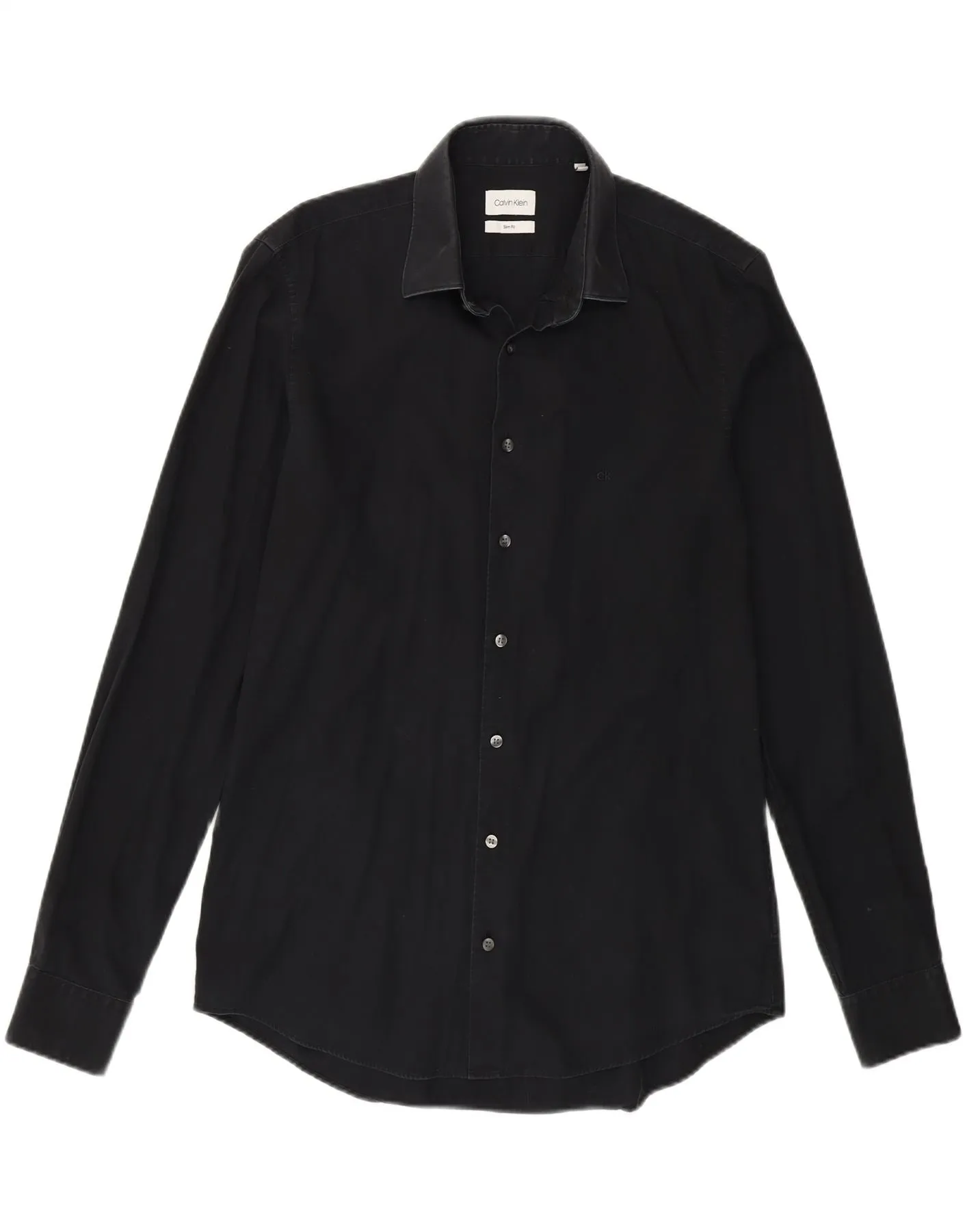 Abrasion Resistant Edging CALVIN KLEIN Mens Slim Fit Shirt Size 40 15 3/4 Medium Black Cotton