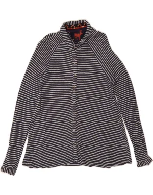 WHITE STUFF Womens Shirt UK 12 Medium Navy Blue Striped Linen Ethical production